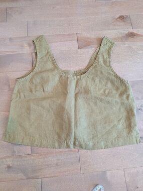 notPERFECTLINEN Olive Green Linen Tank